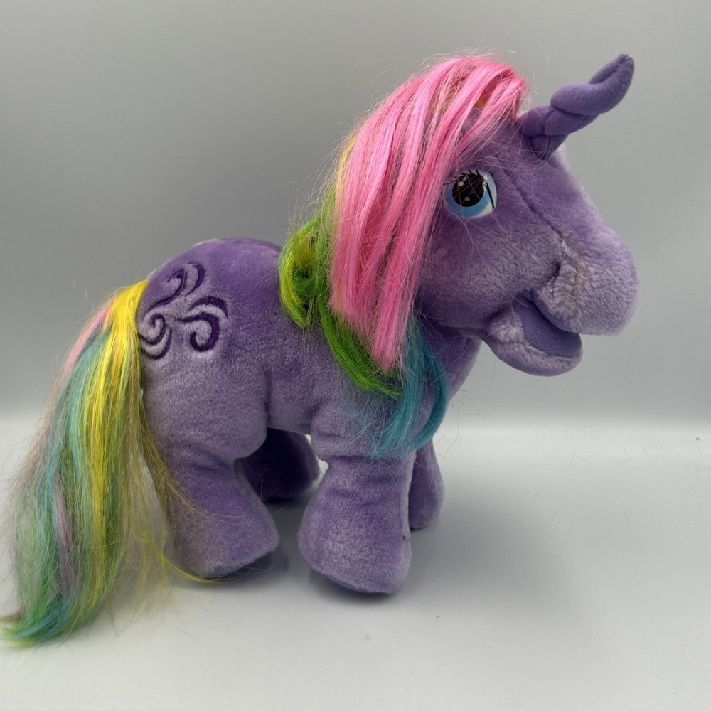 My Little Pony Hasbro Softie Windy Purple Plush Rainbow Hair Unicorn VTG 1984